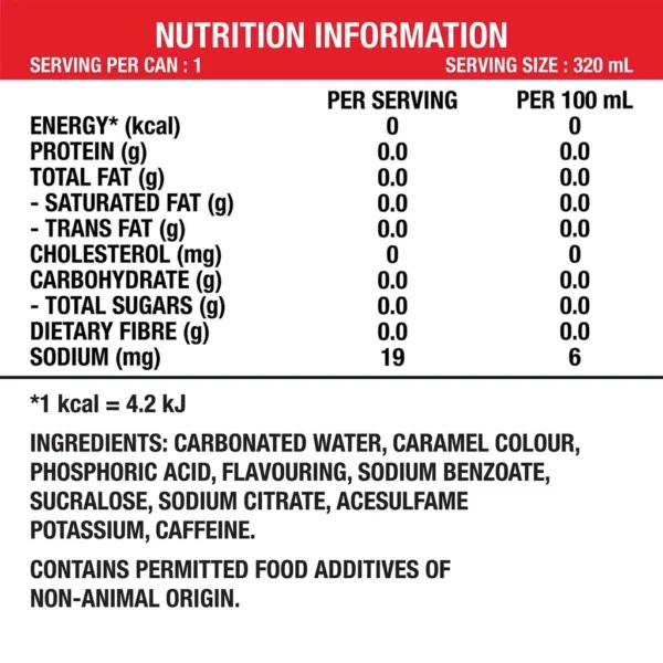 Cola Zero Sugar Can 320ml x 12