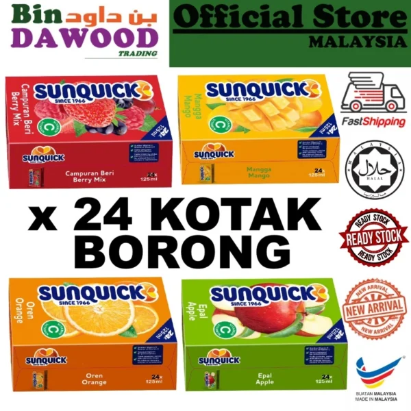 Sunquick Minuman Kotak Ready to Drink 24 x 125ml Assorted Fruit Drink halal RTD MURAH