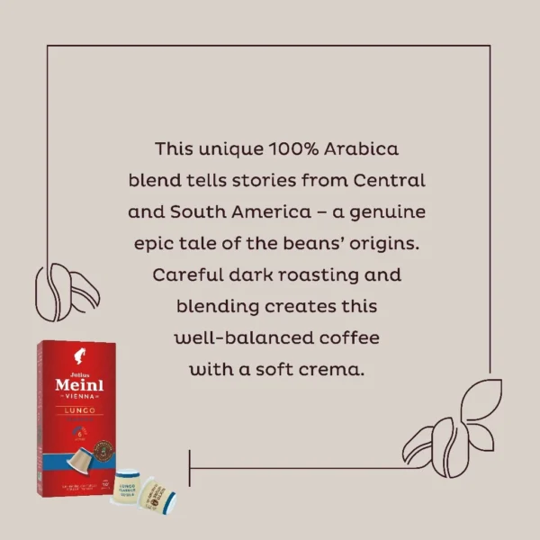 Julius Meinl Lungo Classico Biodegradable Coffee Capsule 10s Nespresso Machine Compatible
