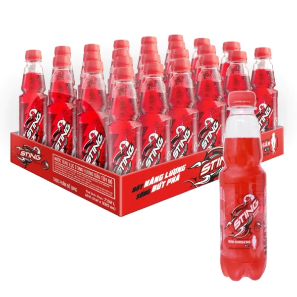 24 bottles of Sting energy drink strawberry flavor 330ml red bull 1 thung Sting dau