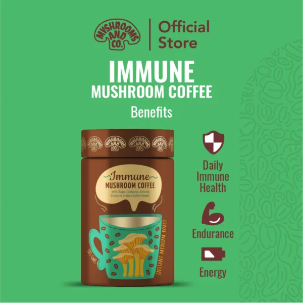 Myshrooms Co Immune Arabica Mushroom Coffee Immunity Endurance Energy Medium Roast 30 Servings