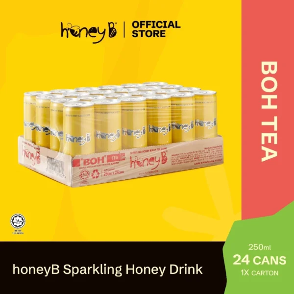 HoneyB Boh Tea Real Sparkling Honey Drink 250ml x 24 Cans