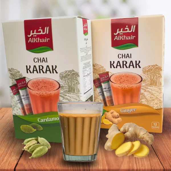 Chai Karak 12 sachet Tea Karak Ginger Cardamom Cardamom Sugar Free Ginger Sugar Free Adeni Tea Alkhair Teh Tarik Arab Premium