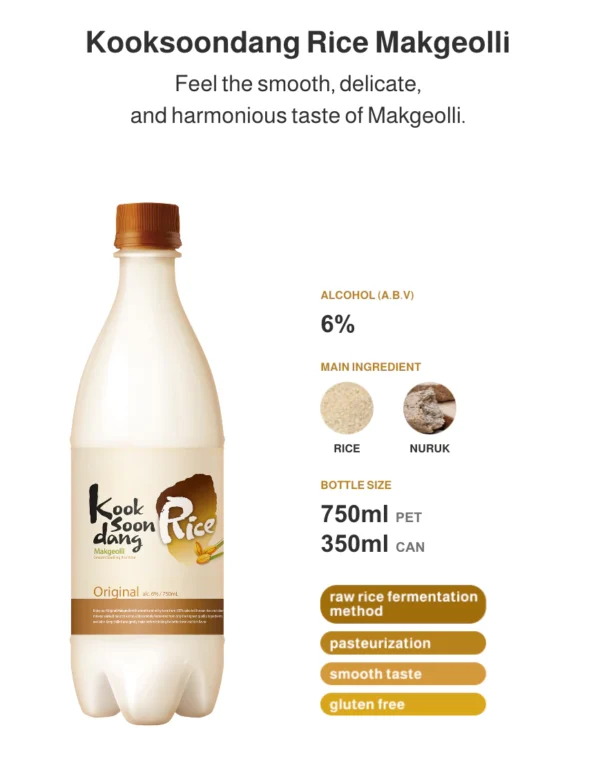 Kooksoondang Korean Rice Makgeolli Original Flavour 750ml x 2 Bottles