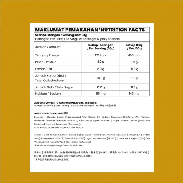 Aik Cheong White Coffee Original 456g 38g x 12 Sticks